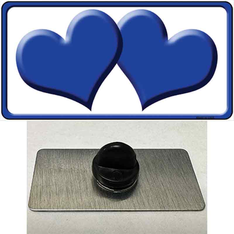 PIN-LP-2458 1.5 x 0.75 in. Solid Blue Centered Hearts White Novelty Rectangle Metal Hat Pin