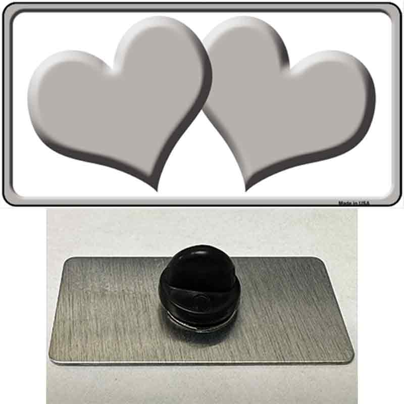 PIN-LP-2462 1.5 x 0.75 in. Solid Grey Centered Hearts White Novelty Rectangle Metal Hat Pin