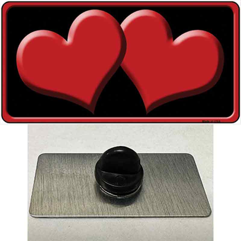 PIN-LP-2471 1.5 x 0.75 in. Solid Red Centered Hearts Black Novelty Rectangle Metal Hat Pin