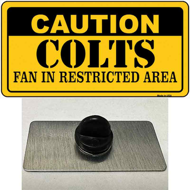 PIN-LP-2540 1.5 x 0.75 in. Caution Colts Novelty Rectangle Metal Hat Pin