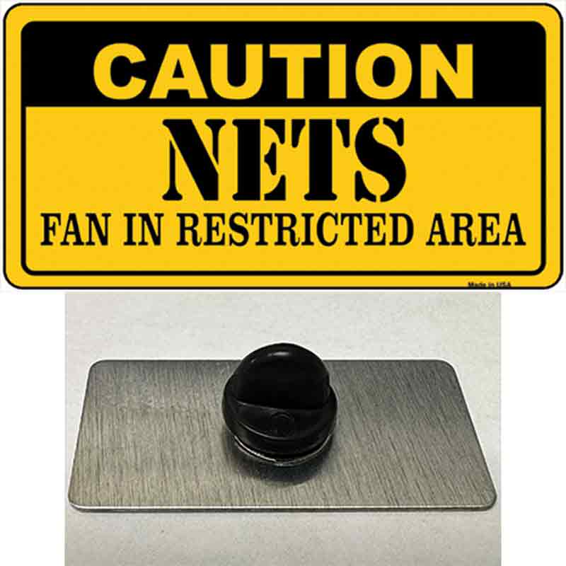 PIN-LP-2610 1.5 x 0.75 in. Caution Nets Fan Novelty Rectangle Metal Hat Pin