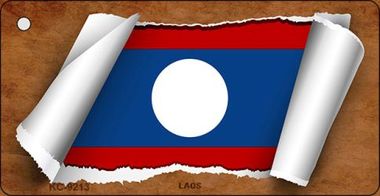 KC-9213 Laos Flag Scroll Novelty Key Chain