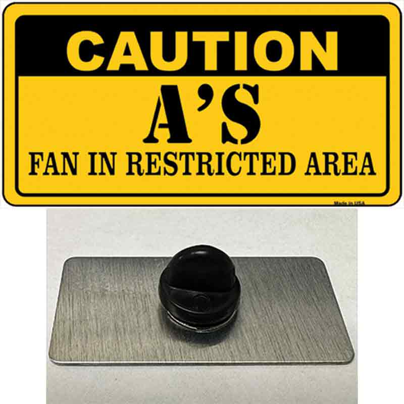 PIN-LP-2642 1.5 x 0.75 in. Caution As Fan Novelty Rectangle Metal Hat Pin