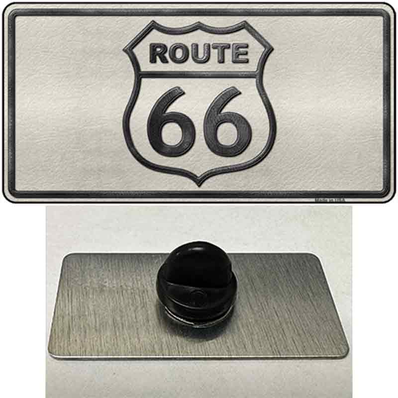 PIN-LP-097 1.5 x 0.75 in. Route 66 Shield White Novelty Rectangle Metal Hat Pin