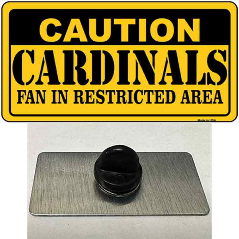 PIN-LP-2651 1.5 x 0.75 in. Caution Cardinals Fan Novelty Rectangle Metal Hat Pin -  Smart Blonde