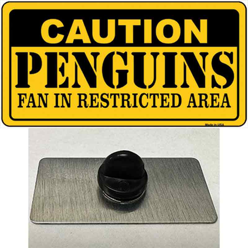 PIN-LP-2664 1.5 x 0.75 in. Caution Penguins Novelty Rectangle Metal Hat Pin