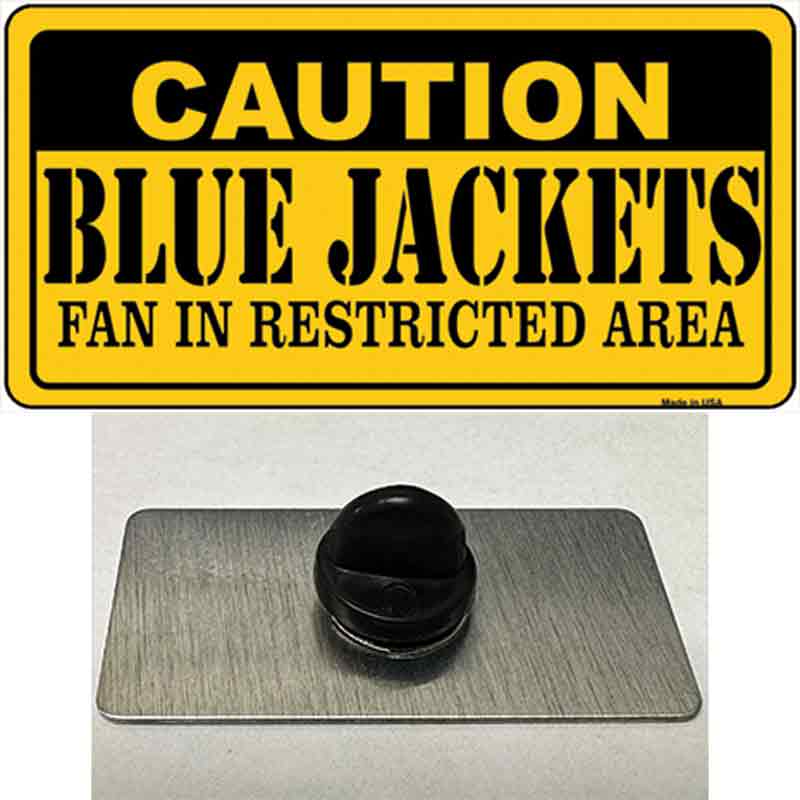 PIN-LP-2673 1.5 x 0.75 in. Caution Blue Jackets Novelty Rectangle Metal Hat Pin