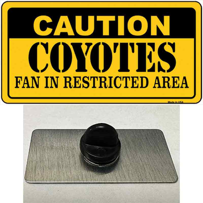 PIN-LP-2680 1.5 x 0.75 in. Caution Coyotes Novelty Rectangle Metal Hat Pin