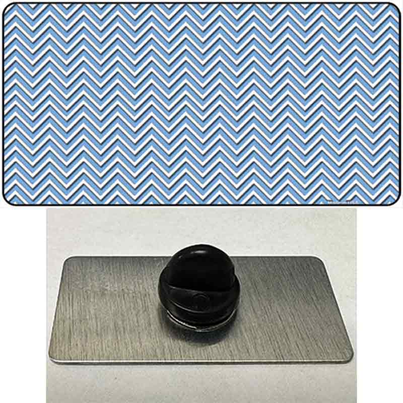 PIN-LP-2697 1.5 x 0.75 in. Light Blue & White Chevron Novelty Rectangle Metal Hat Pin
