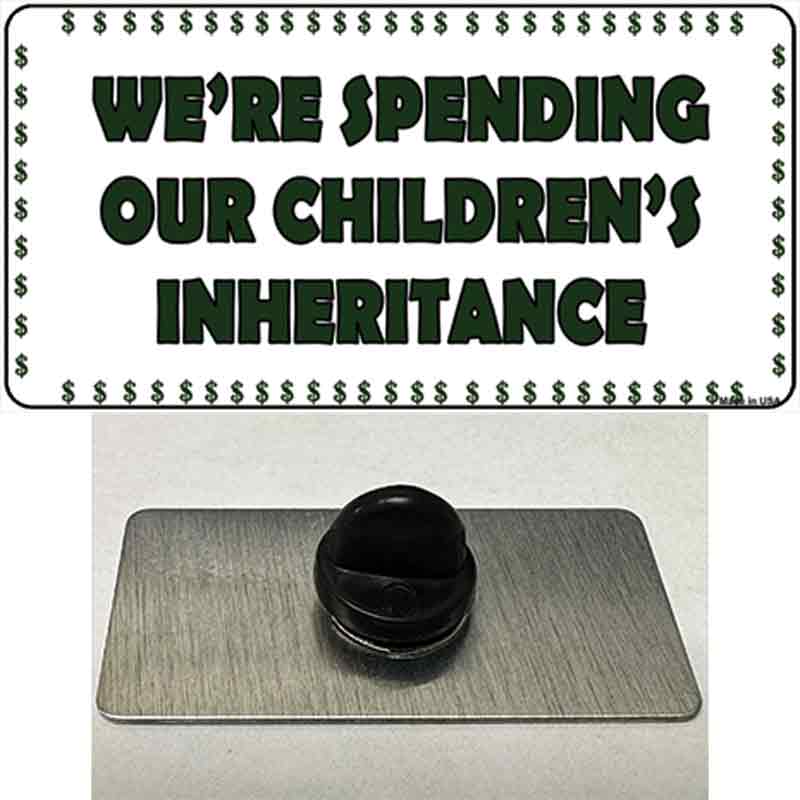PIN-LP-271 1.5 x 0.75 in. Spending Inheritance Novelty Rectangle Metal Hat Pin