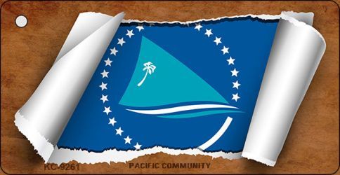 KC-9261 Pacific Community Flag Scroll Novelty Key Chain