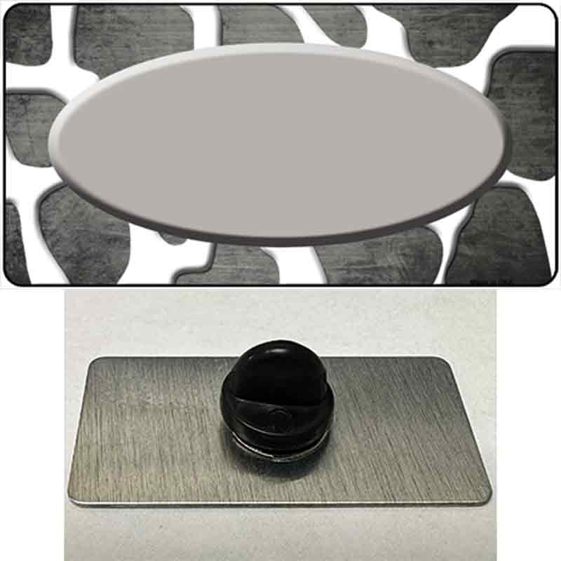 PIN-LP-7031 1.5 x 0.75 in. Grey & White Oval Giraffe Oil Rubbed Novelty Rectangle Metal Hat Pin