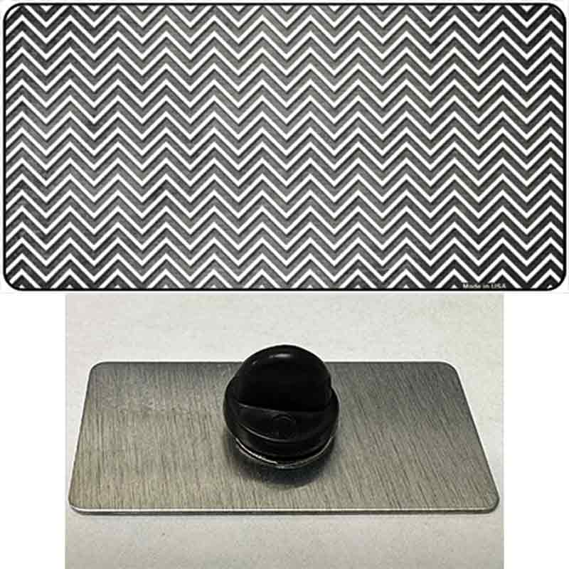 PIN-LP-7143 1.5 x 0.75 in. Grey & White Small Chevron Oil Rubbed Novelty Rectangle Metal Hat Pin