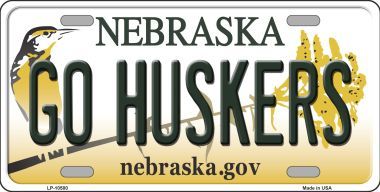 LP-10580 Go Huskers Nebraska Background Metal Novelty License Plate