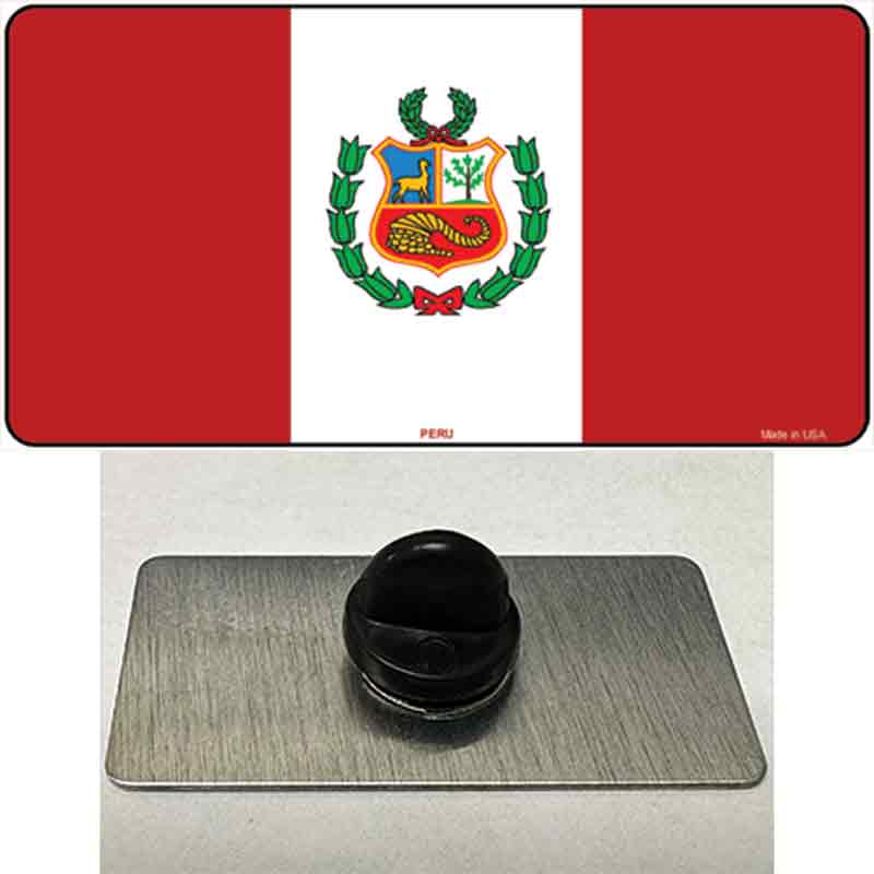 PIN-LP-1399 1.5 x 0.75 in. Peru Flag Novelty Rectangle Metal Hat Pin