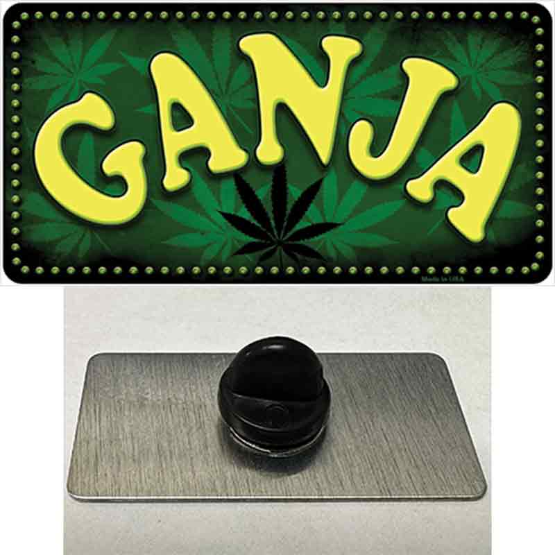 PIN-LP-8758 1.5 x 0.75 in. Ganja Novelty Rectangle Metal Hat Pin