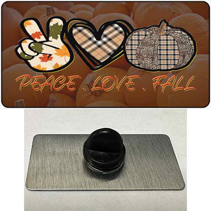 PIN-LP-14172 1.5 x 0.75 in. Peace Love Fall Novelty Rectangle Metal Hat Pin