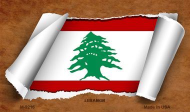 M-9216 Lebanon Flag Scroll Novelty Metal Magnet