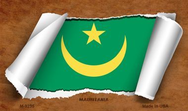 M-9235 Mauritania Flag Scroll Novelty Metal Magnet