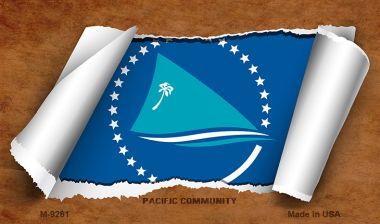 M-9261 Pacific Community Flag Scroll Novelty Metal Magnet