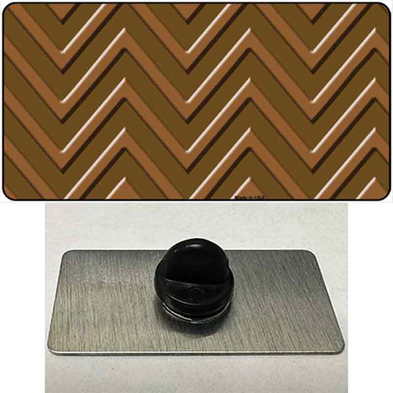 PIN-LP-4959 1.5 x 0.75 in. Brown & Light Brown Large Chevron Novelty Rectangle Metal Hat Pin