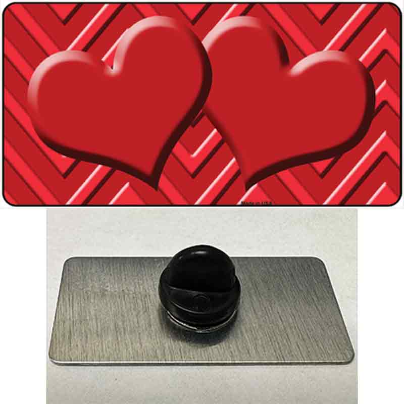 PIN-LP-4971 1.5 x 0.75 in. Red Light Red Heart Large Chevron Novelty Rectangle Metal Hat Pin