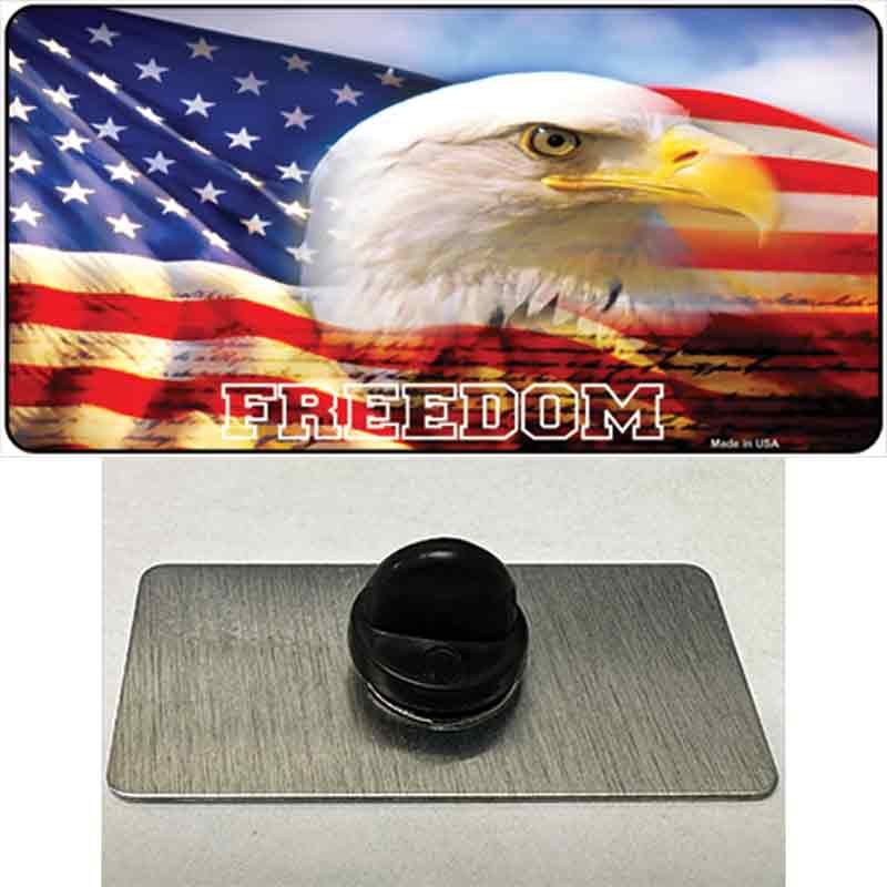 PIN-LP-5002 1.5 x 0.75 in. Freedom Bald Eagle Novelty Rectangle Metal Hat Pin