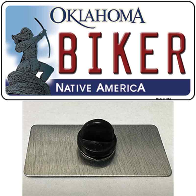 PIN-LP-6244 1.5 x 0.75 in. Biker Oklahoma Novelty Rectangle Metal Hat Pin