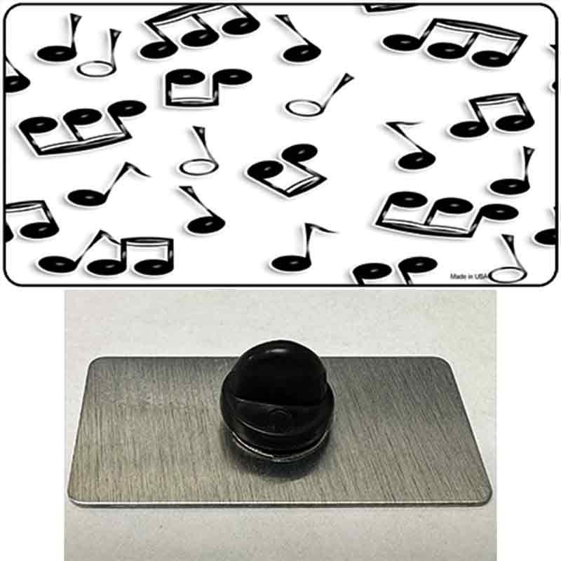 PIN-LP-2329 1.5 x 0.75 in. Musical Notes Black & White Novelty Rectangle Metal Hat Pin