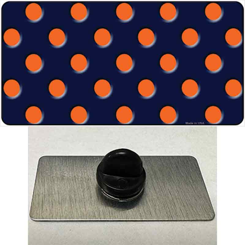 PIN-LP-2356 1.5 x 0.75 in. Orange Polka Dots Navy Blue Novelty Rectangle Metal Hat Pin