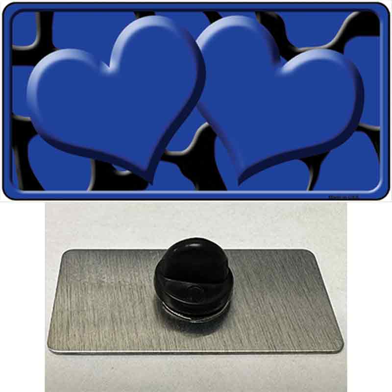 PIN-LP-2446 1.5 x 0.75 in. Blue & Black Giraffe Centered Hearts Novelty Rectangle Metal Hat Pin