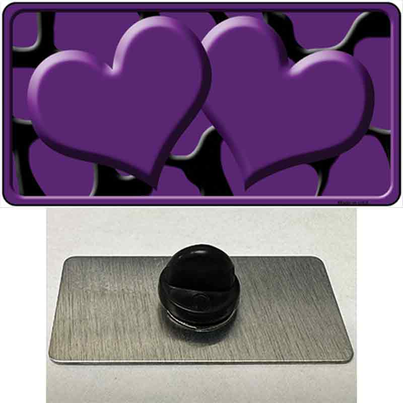 PIN-LP-2452 1.5 x 0.75 in. Purple & Black Giraffe Centered Hearts Novelty Rectangle Metal Hat Pin