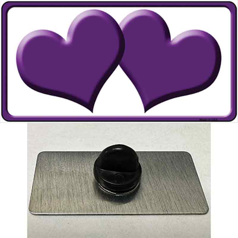 PIN-LP-2463 1.5 x 0.75 in. Solid Purple Centered Hearts White Novelty Rectangle Metal Hat Pin
