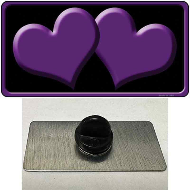 PIN-LP-2473 1.5 x 0.75 in. Solid Purple Centered Hearts Black Novelty Rectangle Metal Hat Pin