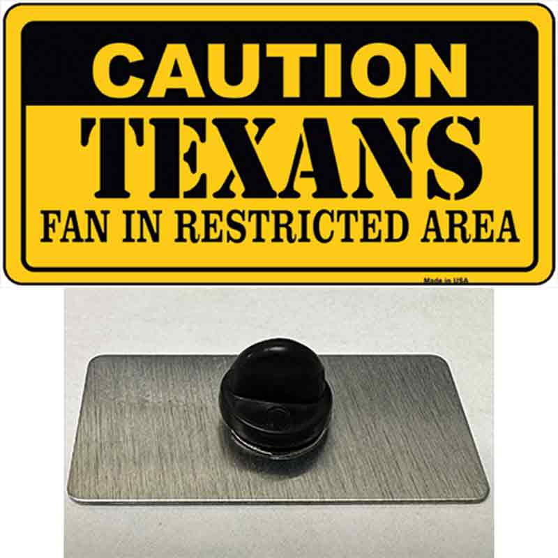 PIN-LP-2524 1.5 x 0.75 in. Caution Texans Novelty Rectangle Metal Hat Pin