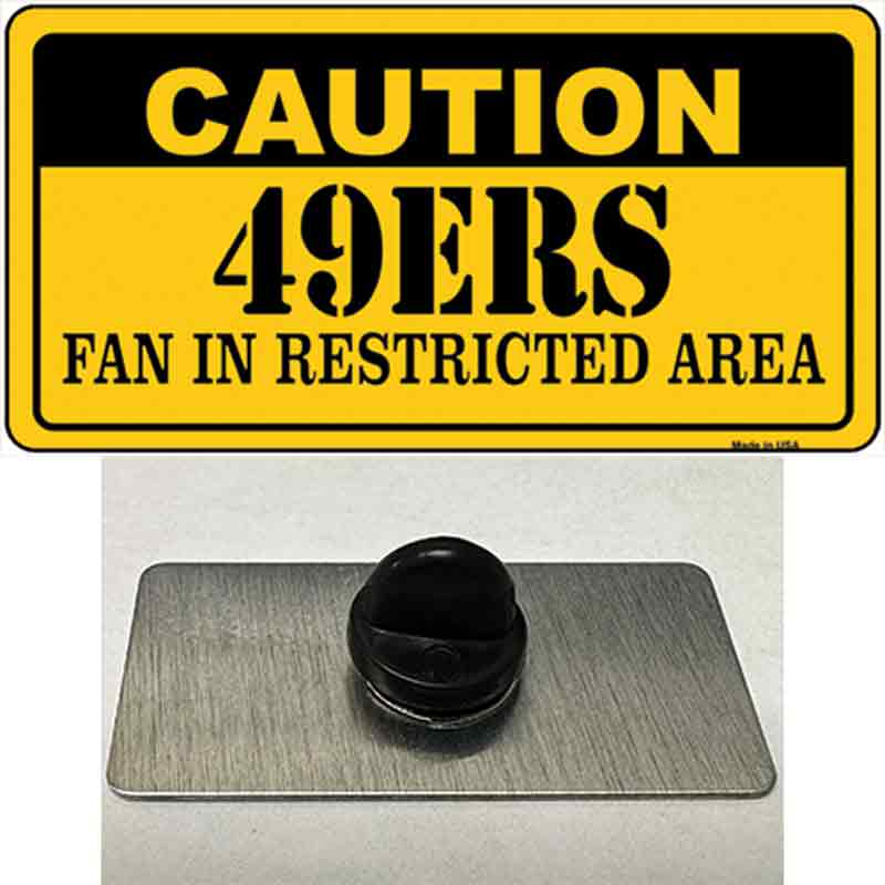 PIN-LP-2534 1.5 x 0.75 in. Caution 49ers Novelty Rectangle Metal Hat Pin