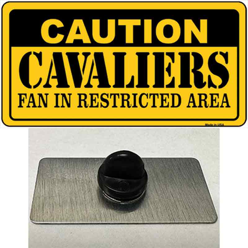 PIN-LP-2597 1.5 x 0.75 in. Caution Cavaliers Fan Novelty Rectangle Metal Hat Pin