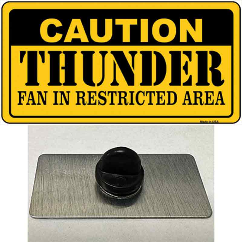 PIN-LP-2613 1.5 x 0.75 in. Caution Thunder Fan Novelty Rectangle Metal Hat Pin