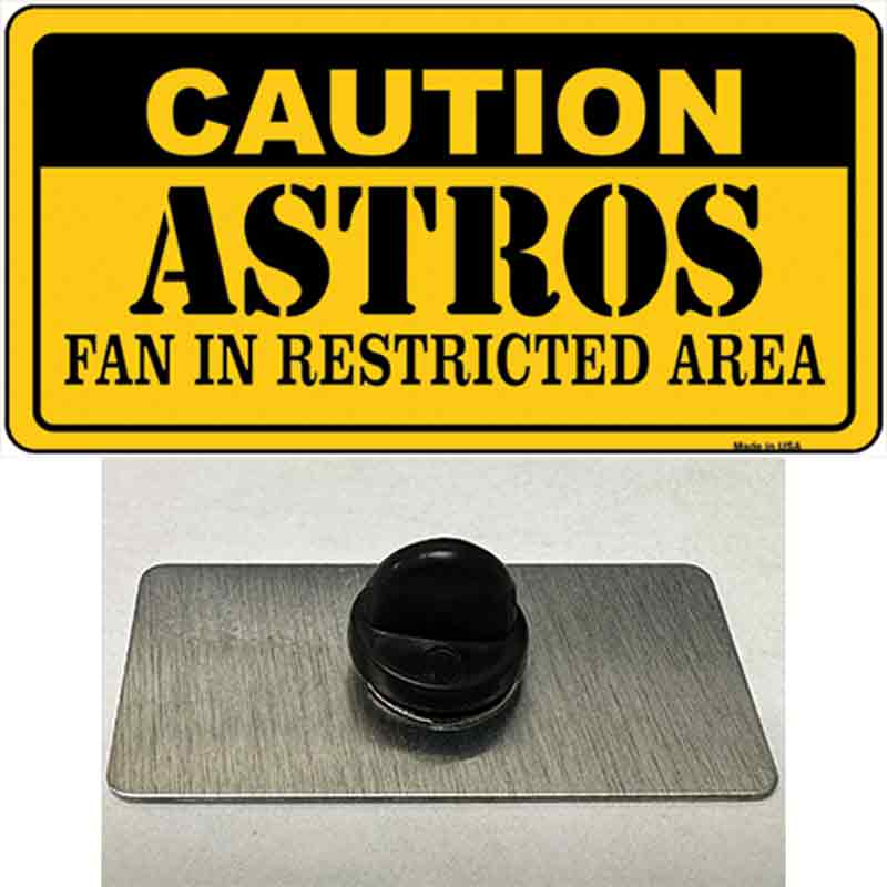 PIN-LP-2635 1.5 x 0.75 in. Caution Astros Fan Novelty Rectangle Metal Hat Pin