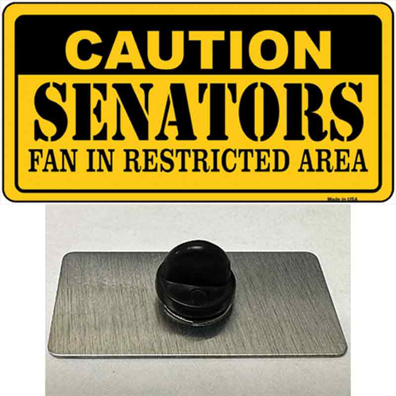 PIN-LP-2662 1.5 x 0.75 in. Caution Senators Vanity Novelty Rectangle Metal Hat Pin