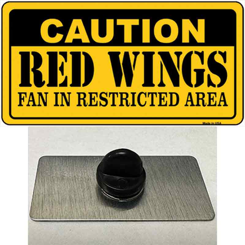 PIN-LP-2675 1.5 x 0.75 in. Caution Red Wings Novelty Rectangle Metal Hat Pin