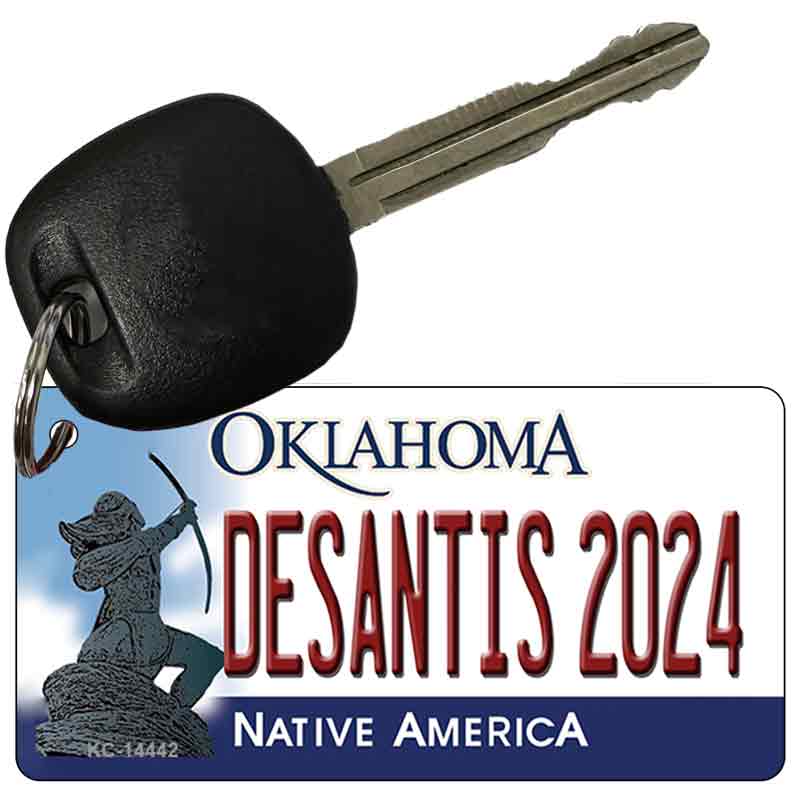 KC-14442 3 x 1.5 in. Desantis 2024 Oklahoma Novelty Rectangle Metal Key Chain
