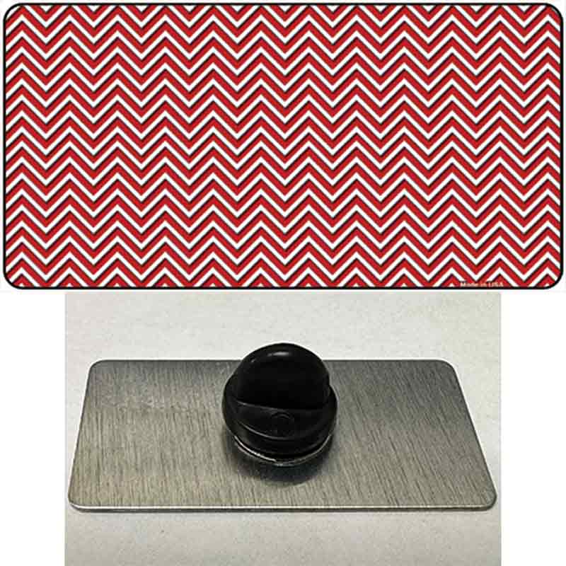 PIN-LP-2688 1.5 x 0.75 in. Red & White Chevron Novelty Rectangle Metal Hat Pin