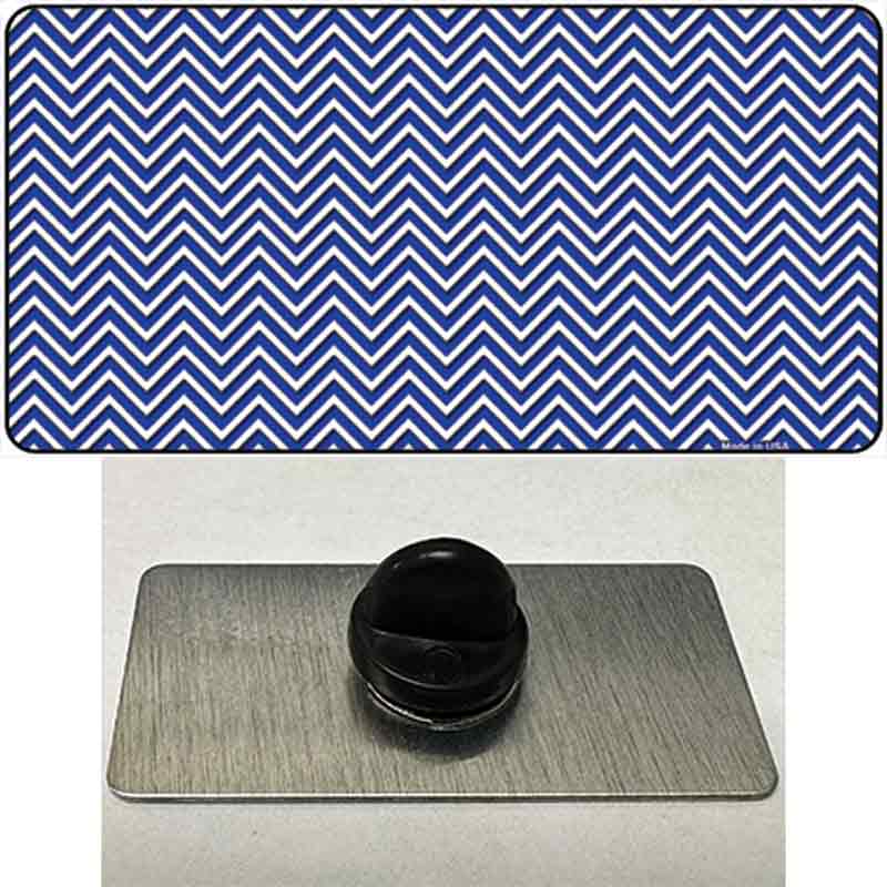 PIN-LP-2694 1.5 x 0.75 in. Blue & White Chevron Novelty Rectangle Metal Hat Pin