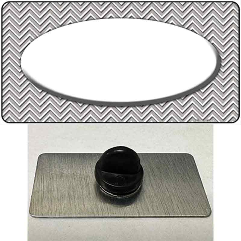 PIN-LP-2700 1.5 x 0.75 in. Grey & White Chevon Oval Novelty Rectangle Metal Hat Pin
