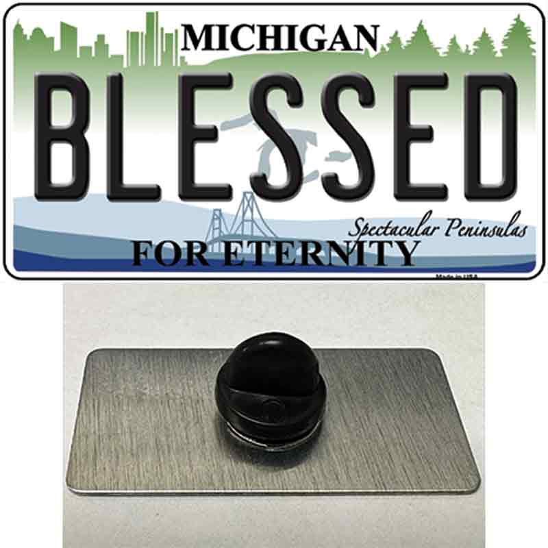 PIN-LP-2807 1.5 x 0.75 in. Blessed Michigan State Novelty Rectangle Metal Hat Pin