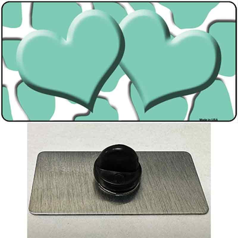 PIN-LP-2974 1.5 x 0.75 in. Mint White Giraffe Mint Centered Hearts Novelty Rectangle Metal Hat Pin
