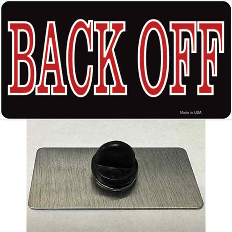 PIN-LP-3502 1.5 x 0.75 in. Back Off Black Novelty Rectangle Metal Hat Pin