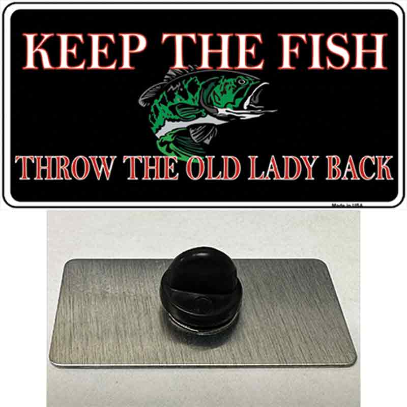 PIN-LP-377 1.5 x 0.75 in. Keep the Fish Novelty Rectangle Metal Hat Pin