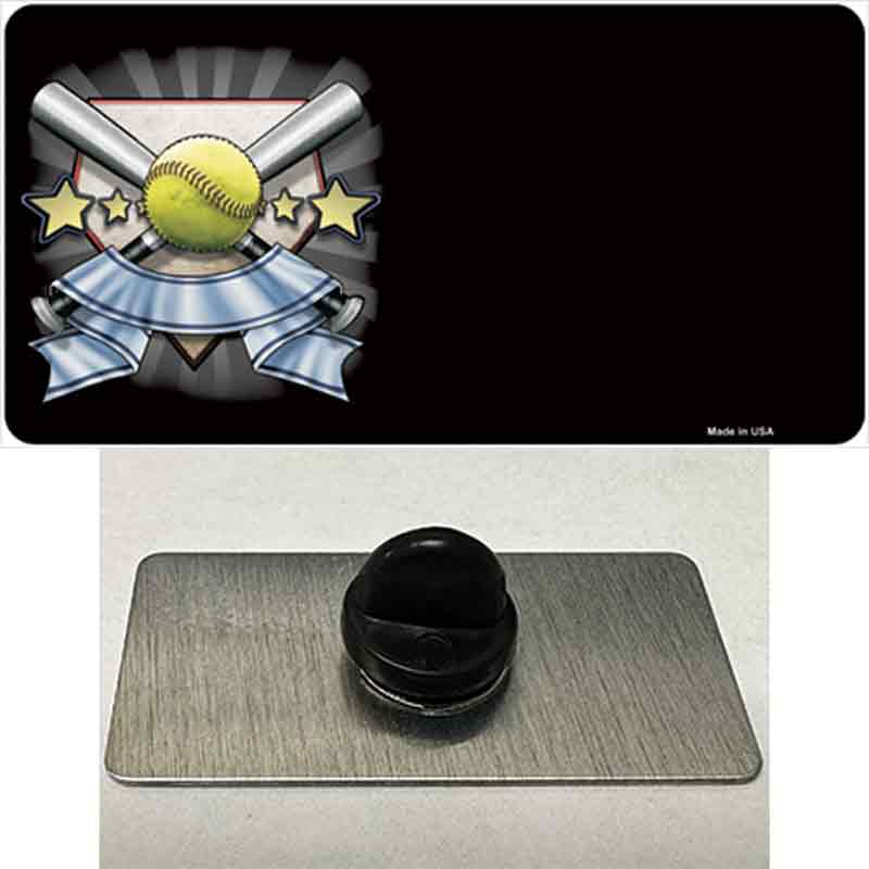 PIN-LP-3795 1.5 x 0.75 in. Softball Banner Offset Novelty Rectangle Metal Hat Pin